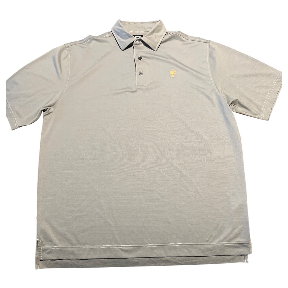 FootJoy‎ FJ Golf Polo Shirt Mens XL Gray Short Sleeve Performance Trophy Logo